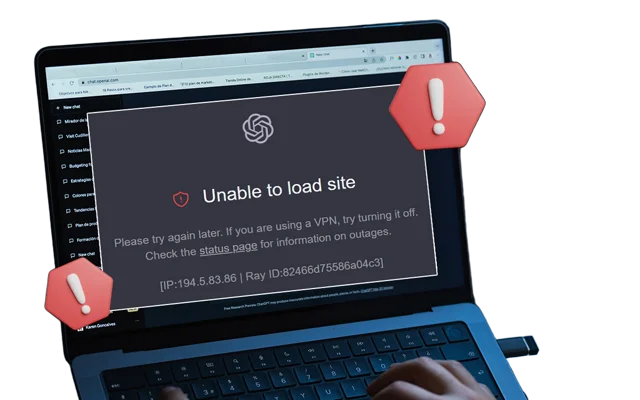 Website error page shown while connected to a VPN